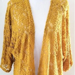 LuLaRoe lace mustard shawl